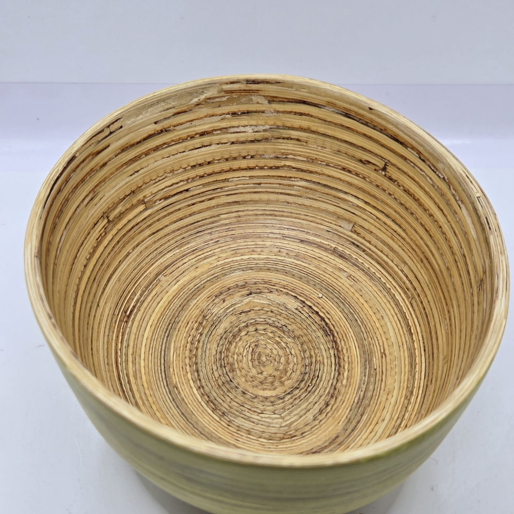 Hand Crafted Green and Tan Decorative Bowl - Picture 8 of 16